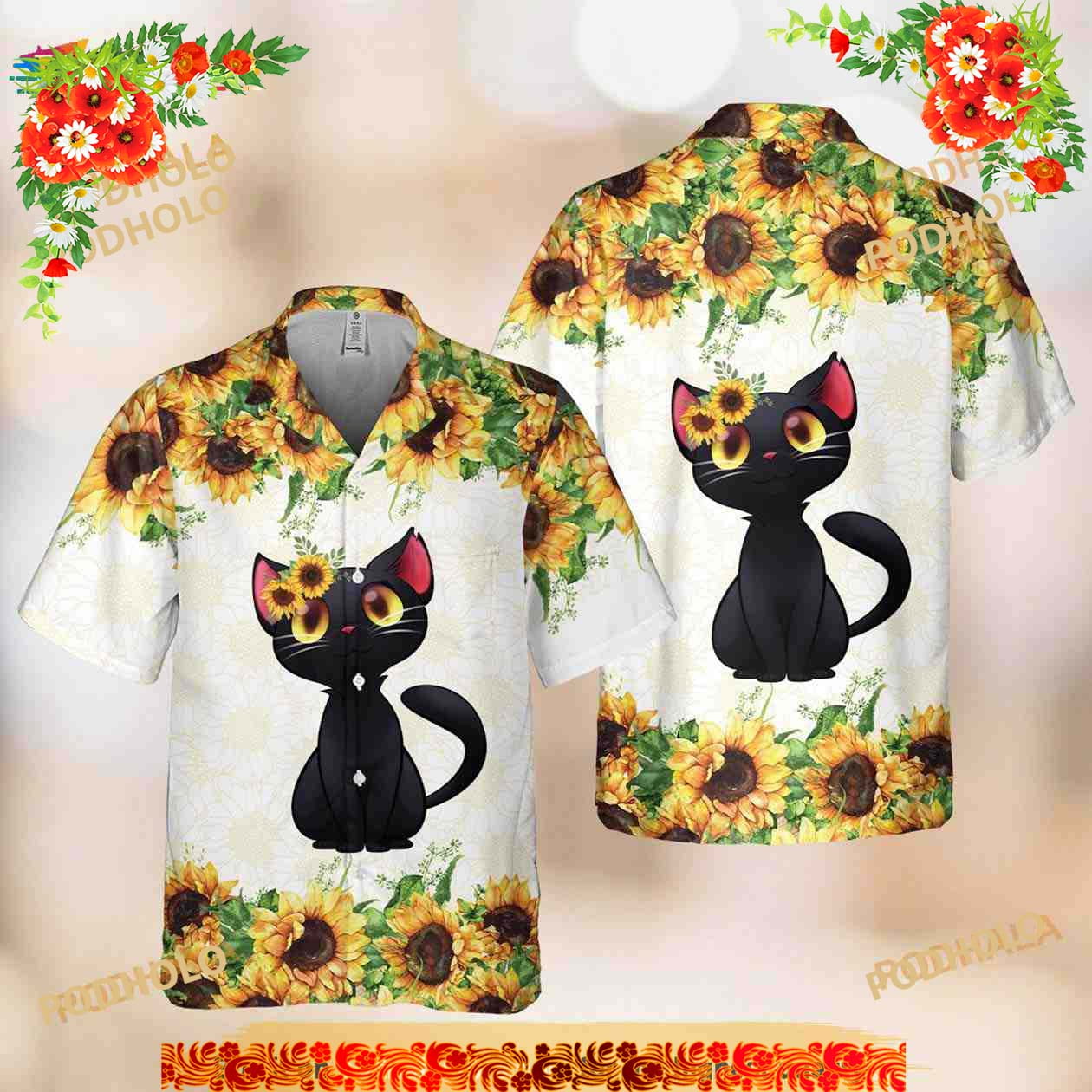 Lovely Black Cat Pineapple Design Hawaiian Shirt HO1748 main image 1