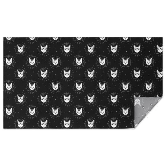 Black Cat Head Pattern Rectangle Tablecloth 60"x102",Waterproof Polyester Rectangle Table Cloth, Wipeable Spillproof Polyester Tablecloth for Dining, Camping, Indoor and Outdoor