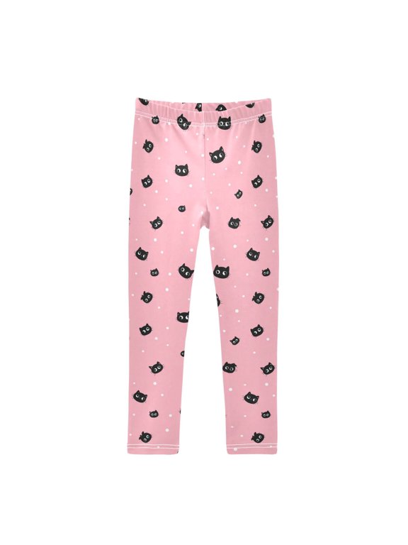 Black Cat Head Printed Leggings Yoga Pants for in 4t to 10t