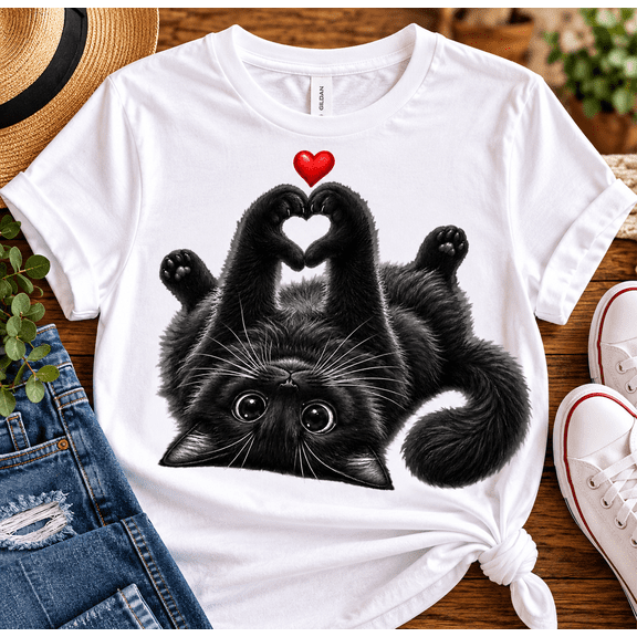 Black Cat Heart Apparel Heat Transfers – 3 Pack, 8x8 Inch, Ready to Press