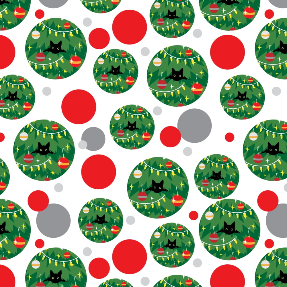 Black Cat Hiding in Christmas Tree Premium Gift Wrap Wrapping Paper Roll