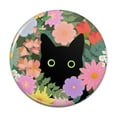 thumbnail image 1 of Black Cat Hiding in Spring Flowers Pinback Button Pin, 1 of 4