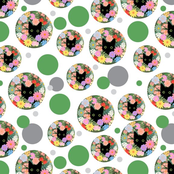 Black Cat Hiding in Spring Flowers Premium Gift Wrap Wrapping Paper Roll