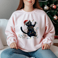Black Cat Holiday Shirt, Black Cat Xmas Tee, Adorable Christmas TShirt