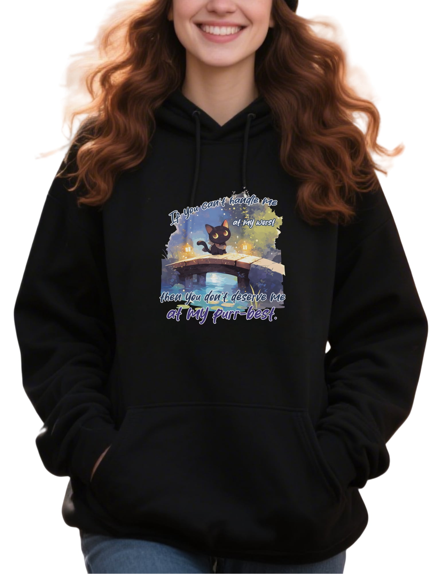 Black Cat Hoodie for Men Women Colorful Cartoon Oil Painting Graphic ...