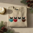 thumbnail image 1 of Black Cat Hot Cocoa Mugs Embroidered Sweatshirt, Christmas Kitten Candy Cane Tee, Cute Cat Lover Gift Hoodie, Holiday Crewneck, 1 of 4