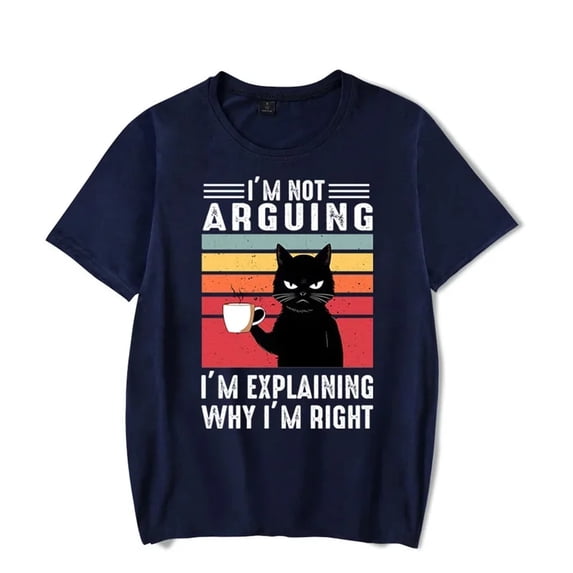 Black Cat I’m Not Arguing Graphic T Shirts Funny Cat Coffee Tshirts Oversize T-shirt Fashion Harajuku T-shirts Men Brand T-shirt