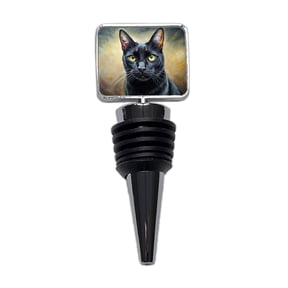 Black Cat Illustration Wine Bottle Stopper Cap Plug