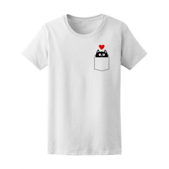 Black Cat In Pocket Looking Up T-Shirt Women -Image by Shutterstock, Female Medium