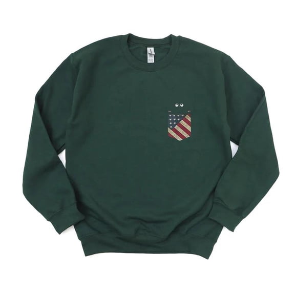 Black Cat In Pocket Ready For Hugging 4th July USA Feline Patriot Cute SweatShirt Unisex, up to 5XL