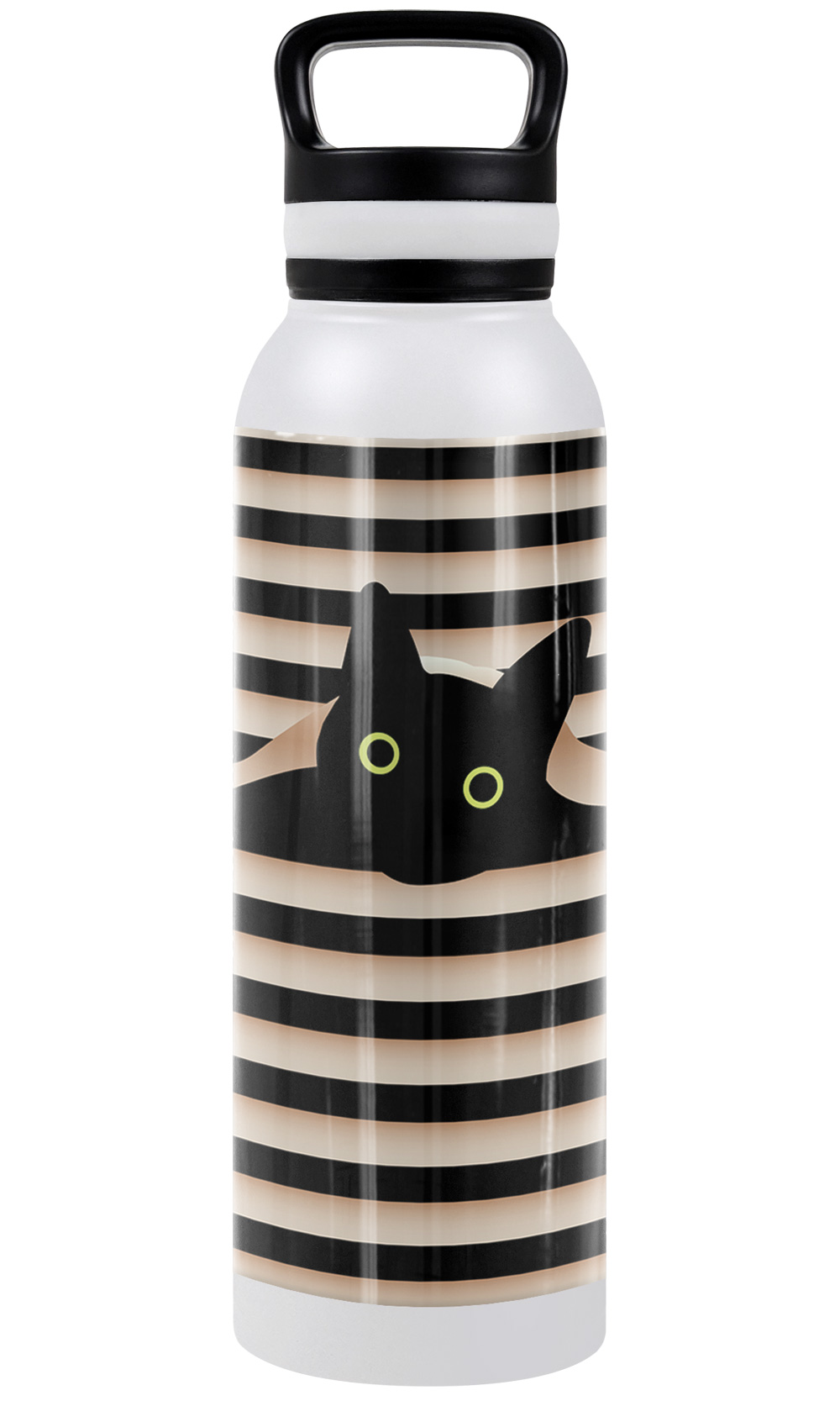 Black Cat In Window 24 oz Insulated Canteen Water Bottle, Leak Resistant, Vacuum Insulated Stainless Steel with Loop Cap