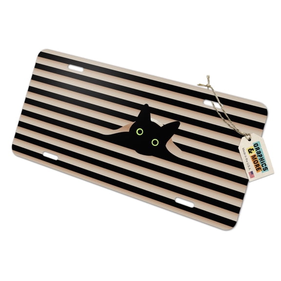 Black Cat In Window Novelty Metal Vanity Tag License Plate