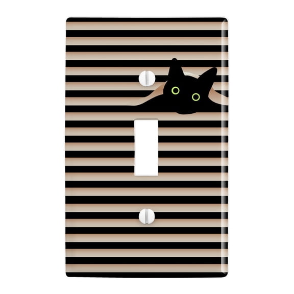 Black Cat In Window Plastic Wall Decor Toggle Light Switch Plate Cover