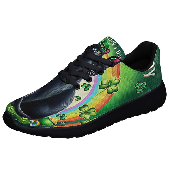 Black Cat Irish StPatrick's Day Shoes Sneakers Black Size 3.5