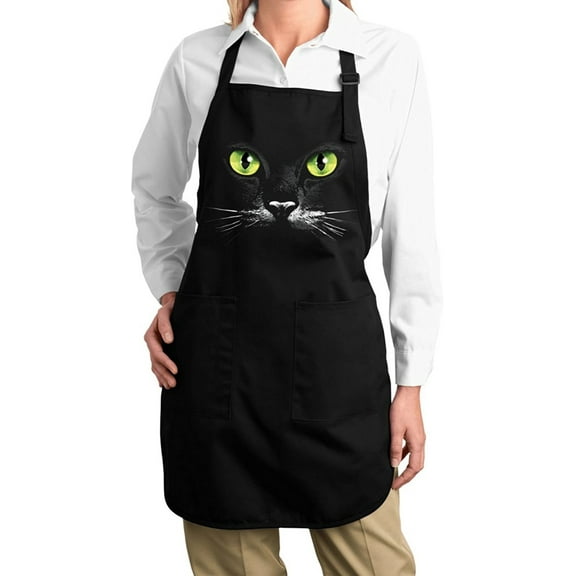 Black Cat Kitchen Cooking BBQ Adjustable Apron - Black