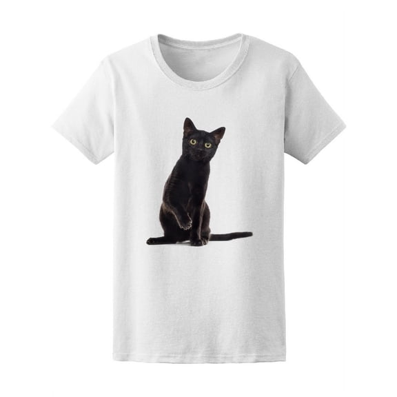 Black Cat Kitten With A Paw Up T-Shirt Women -Image by Shutterstock, Female XX-Large