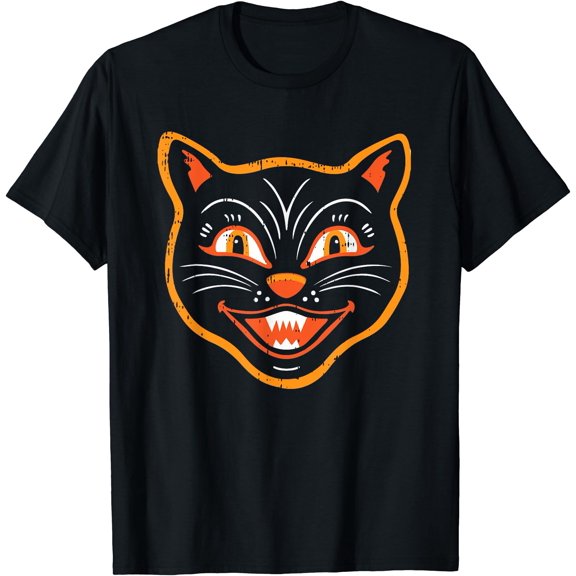 Black Cat Lazy Halloween Costume Scary Pet Animal T-Shirt , Vintage T-Shirt