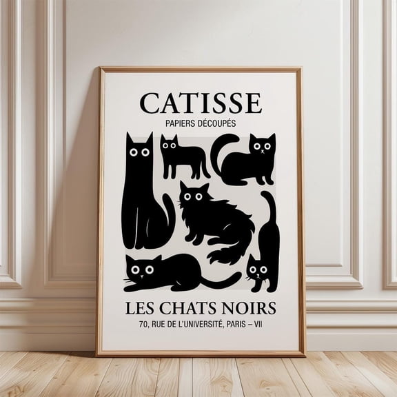 Black Cat Les Chats Noirs French Cat Home Wall Decor