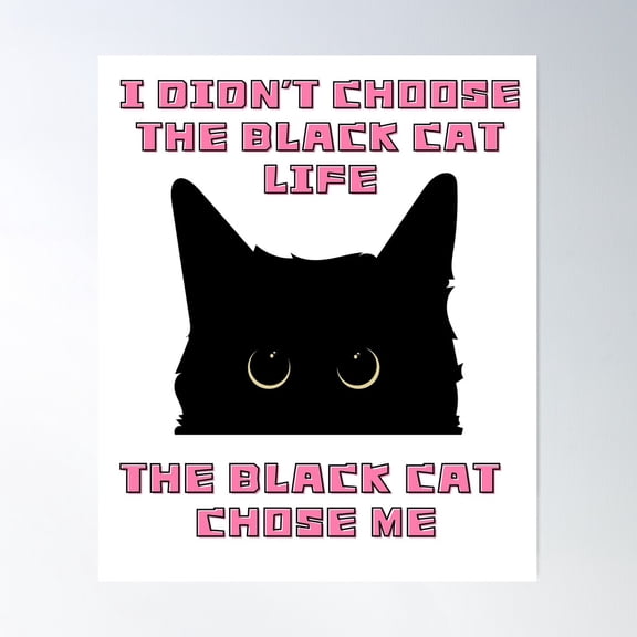 Black Cat Life In Pink Poster Wall Art, Modern Wall Decor For Living Room Bedroom, 16x24 UNFRAMED