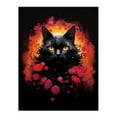 thumbnail image 1 of Black Cat Lover Gift Pet Portrait Red Roses Orange Flames Artwork Painting Extra Large XL Wall Art Poster Print, 1 of 5