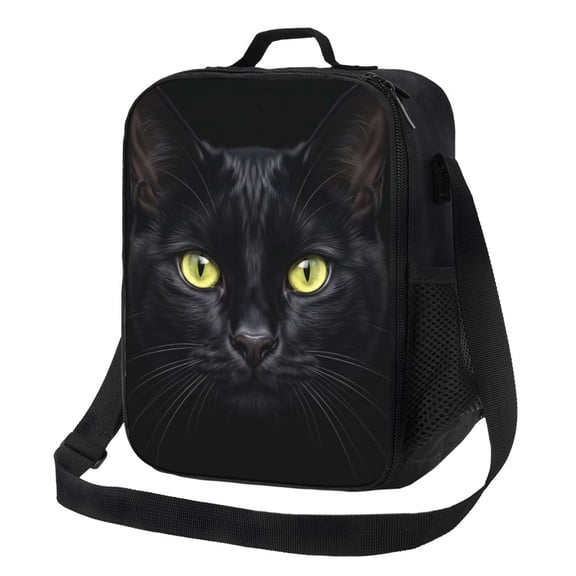 Black Cat Lunch Bag, Cute Animal Cat Insulated Lunch Box With Adjustable Shoulder Strap Cooler Tote Bag Thermal Lunchbox Meal Prep Bags For Work Beach Picnic