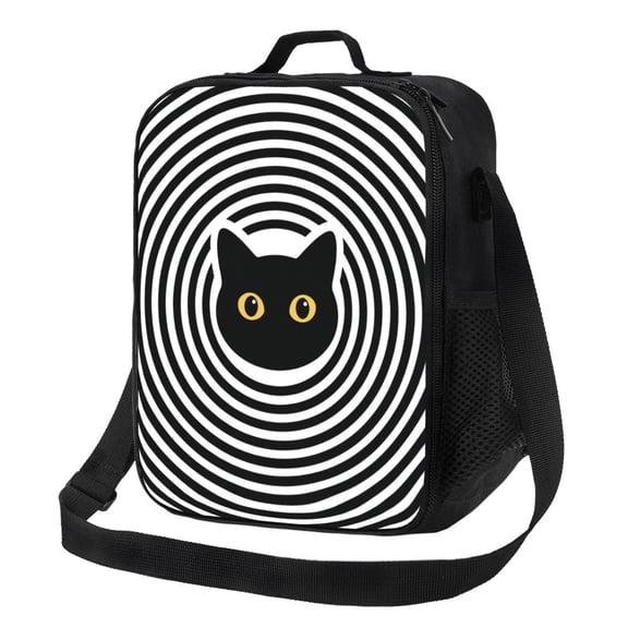 Black Cat Lunch Bag, Cute Animal Cat Insulated Lunch Box With Adjustable Shoulder Strap Cooler Tote Bag Thermal Lunchbox Meal Prep Bags For Work Beach Picnic