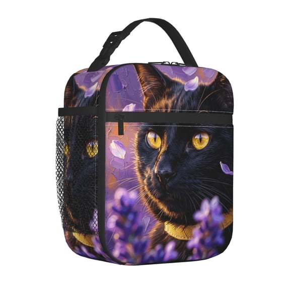 Black Cat Lunch Box Classic Bow Tie Pattern, Convenient; keeps contents warm for several hours., Insulated Tote for Summer Travel