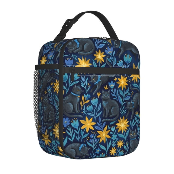 Black Cat Lunch Box Classic Bow Tie Pattern, Convenient; keeps contents warm for several hours., Insulated Tote for Summer Travel