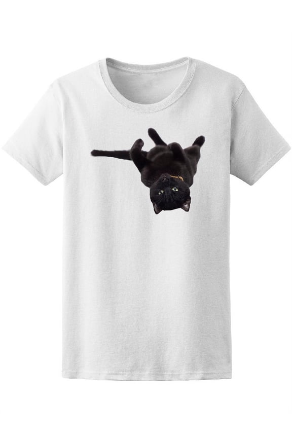 Black Cat Lying On Its Back Tee Women's -Image by Shutterstock