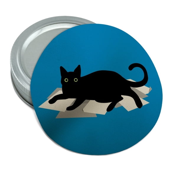 Black Cat Lying on Papers Round Rubber Non-Slip Jar Gripper Lid Opener