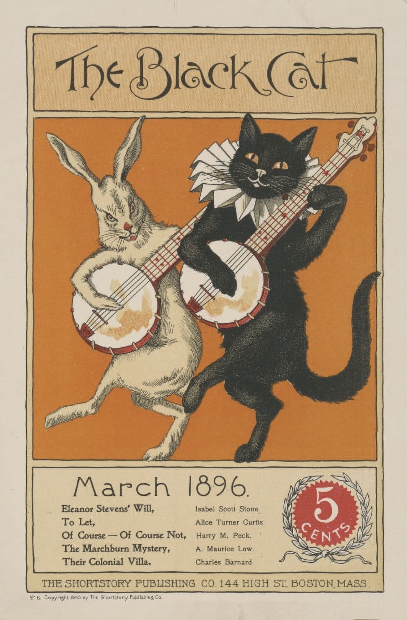 Black Cat Magazine Mar 1896 Cover Canvas Art - Nelly Littlehale Murphy (18 x 24)
