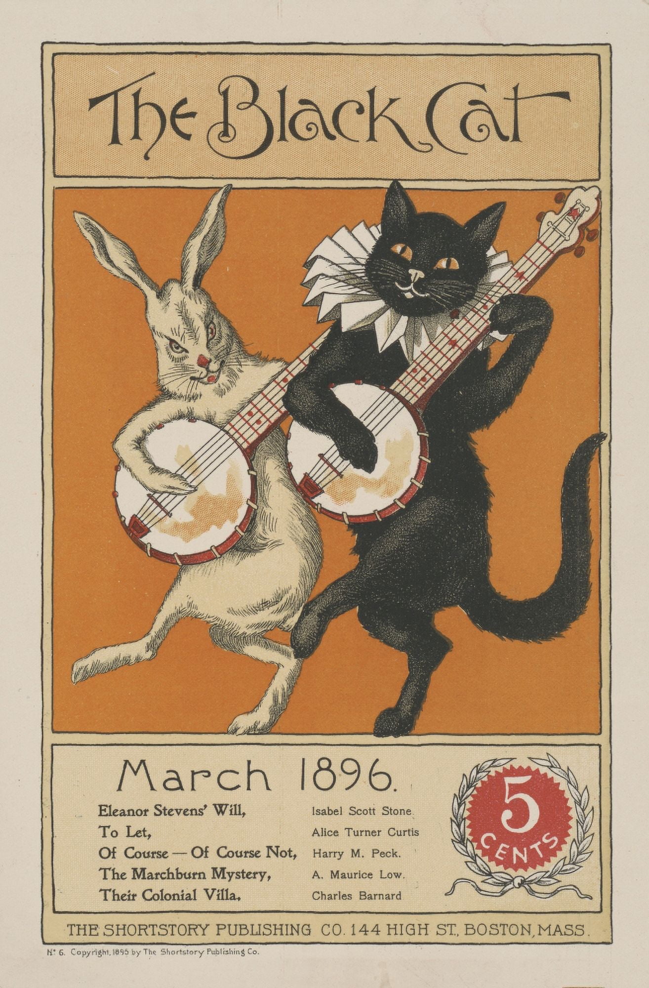 Black Cat Magazine Mar 1896 Cover Canvas Art - Nelly Littlehale Murphy (24 x 36)