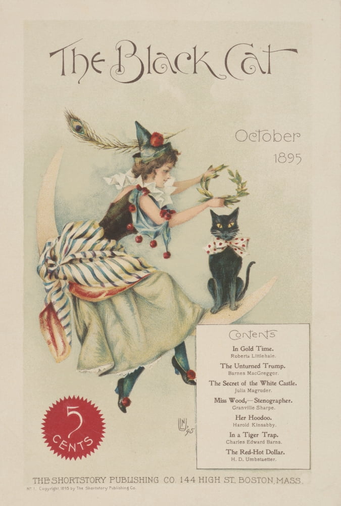 Black Cat Magazine Oct 1895 Cover Canvas Art - Nelly Littlehale Murphy (24 x 36)