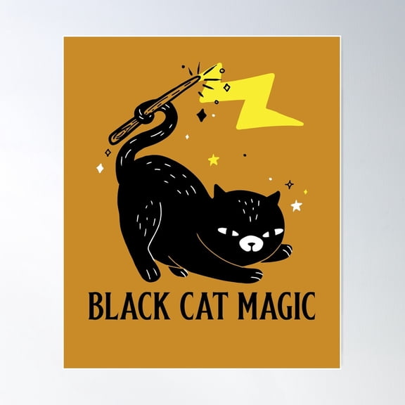 Black Cat Magic Poster Wall Art, Modern Wall Decor For Living Room Bedroom, 24x36 UNFRAMED