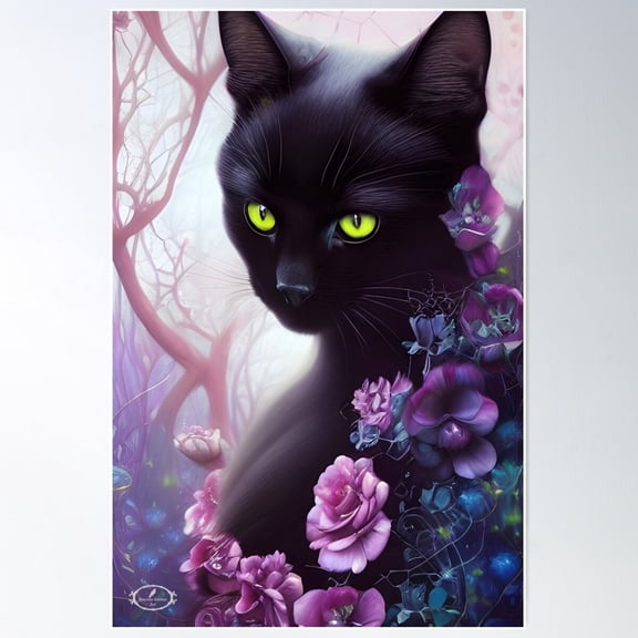 Black Cat Magic Poster Wall Art, Modern Wall Decor For Living Room Bedroom, 8x12 UNFRAMED