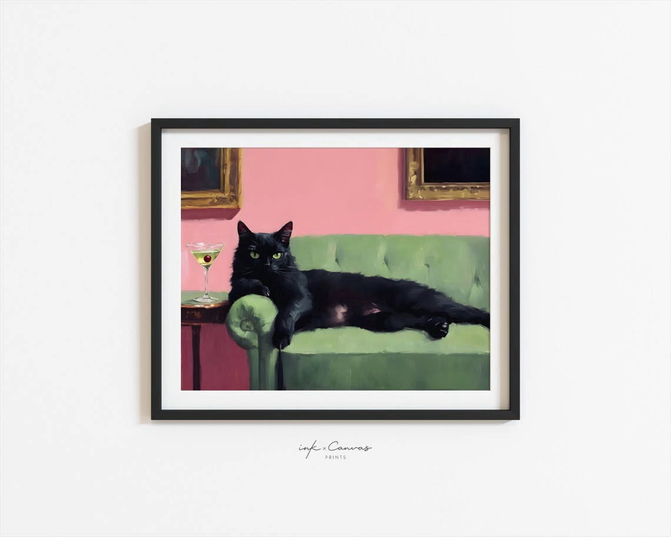 Black Cat Martini Wall Art Bar Cart Decor Cocktail Art Bar Decor ...
