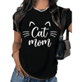 thumbnail image 1 of Black Print Tshirt Graphic Tees Shirts Cat Mom Cute Cat Lover Design Size S-5XL Tops, 1 of 5