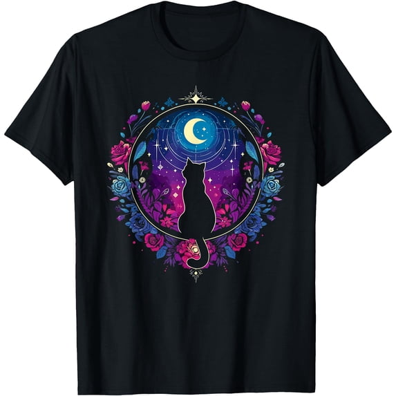 black-cat-moon-feline-aesthetic-cat-artwork-cat-t-shirt-unisex-t