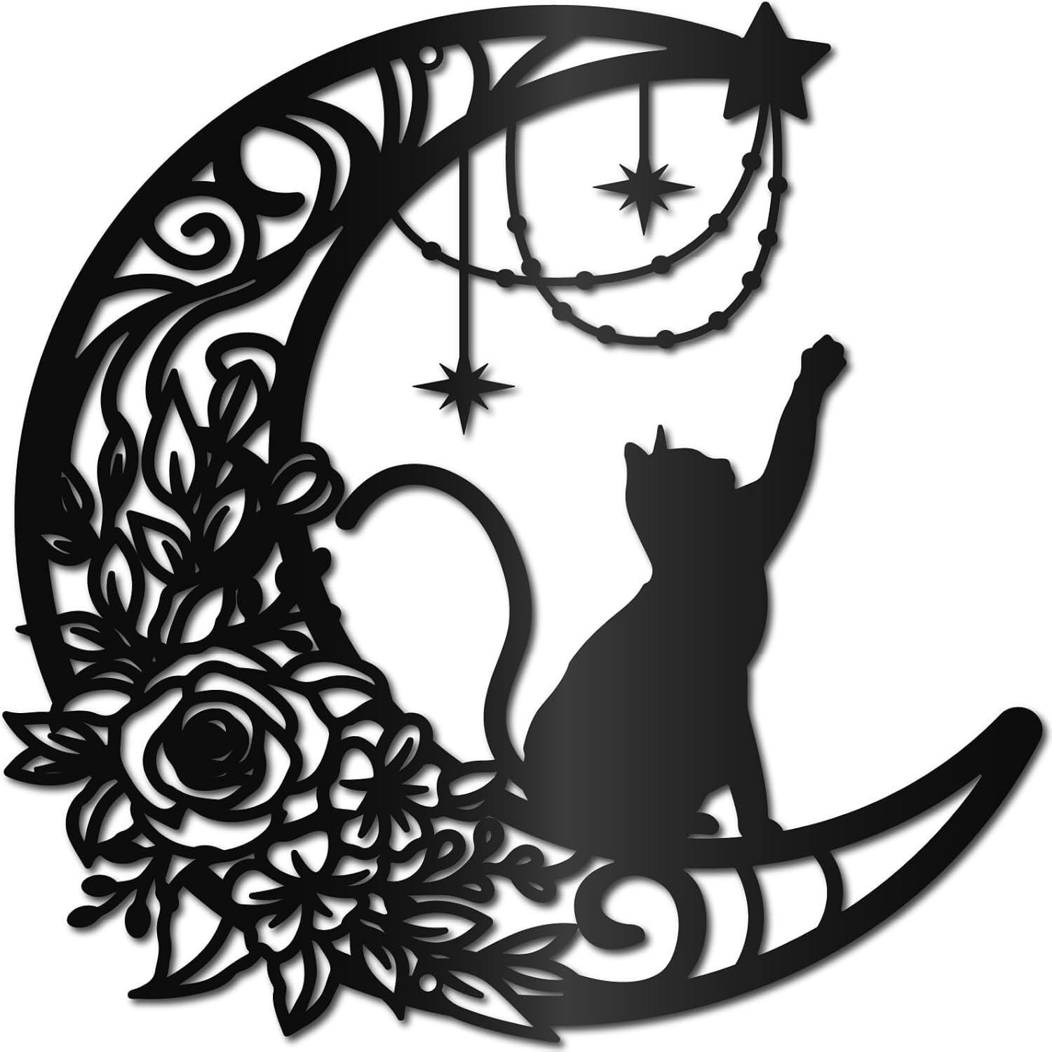 Black Cat Moon Metal Wall Art Decor Iron Wall Art Black Hollow Rose black-cat-moon-metal-wall-art-decor-iron-wall-art-black-hollow-rose