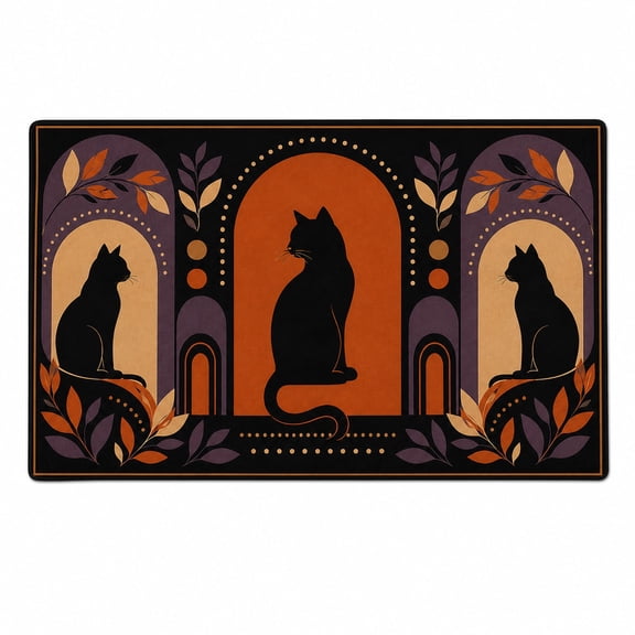 Black Cat Moonless Rectangle Rug for Bedroom Cozy Seasonal