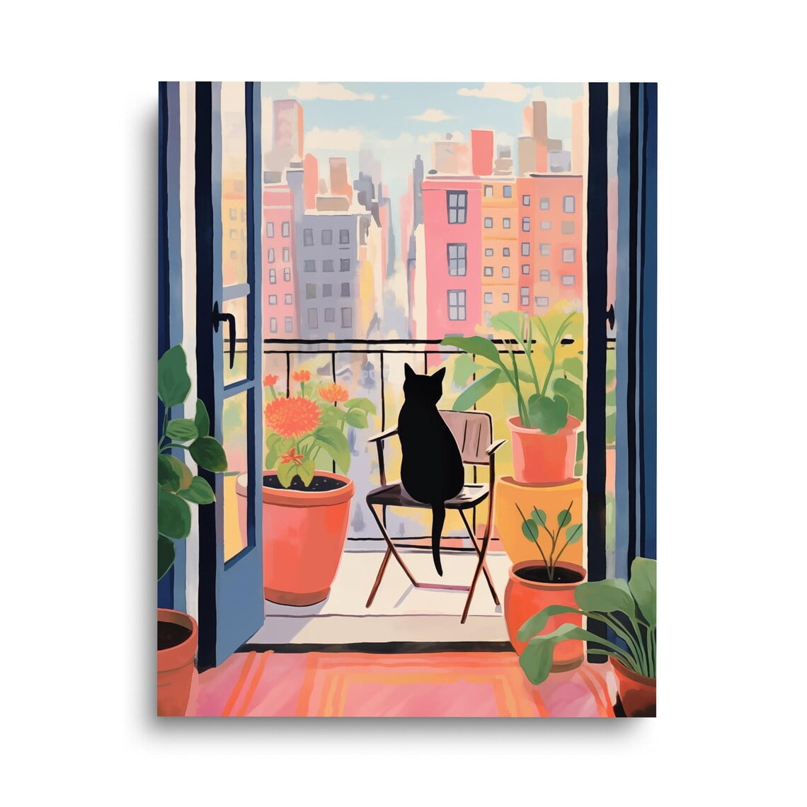 Curated visual reference: Black Cat Nyc Balcony Print Retro Manhattan Wall Art Vintage Photo Inspiration