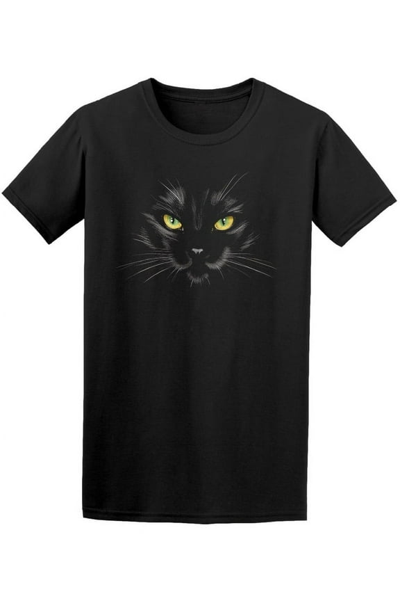 Black Cat On Black T-Shirt Men -Image by Shutterstock, Male 4X-Large