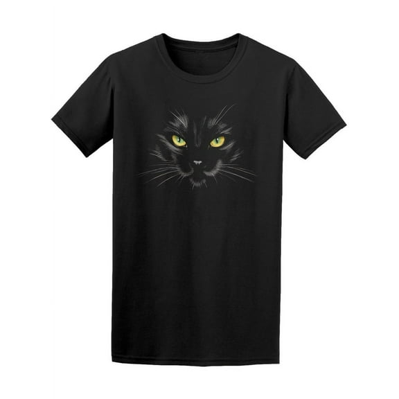 Black Cat On Black T-Shirt Men -Image by Shutterstock, Male Medium