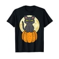 thumbnail image 1 of Black Cat On Pumpkin Full Moon Halloween Pet Men Women Kids T-Shirt, 1 of 5