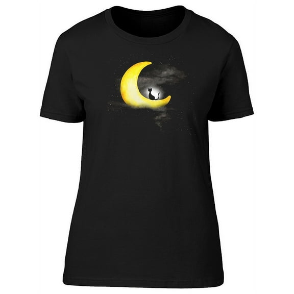Black Cat On The Moon T-Shirt Women -Image by Shutterstock, Female Medium