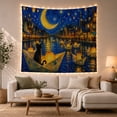 thumbnail image 1 of Black Cat in a Paper Boat on a Swirling River Whimsical Illustration for Cat Lovers Whimsical Wall Art Decor Birthday Gift Tapestry Wall Hanging for Bedroom and Dorm, 1 of 5