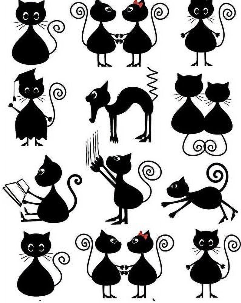 Black Cat Party - 70838 - Ceramic Decal - Enamel Decal - Glass Decal ...