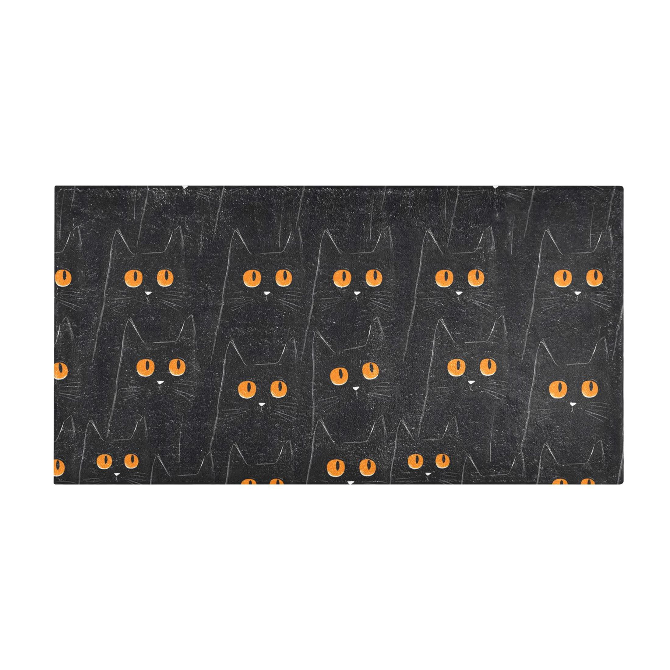 Black Cat Pattern Bath Mat 39x20 Inch Soft Absorbent Non-Slip Plush ...