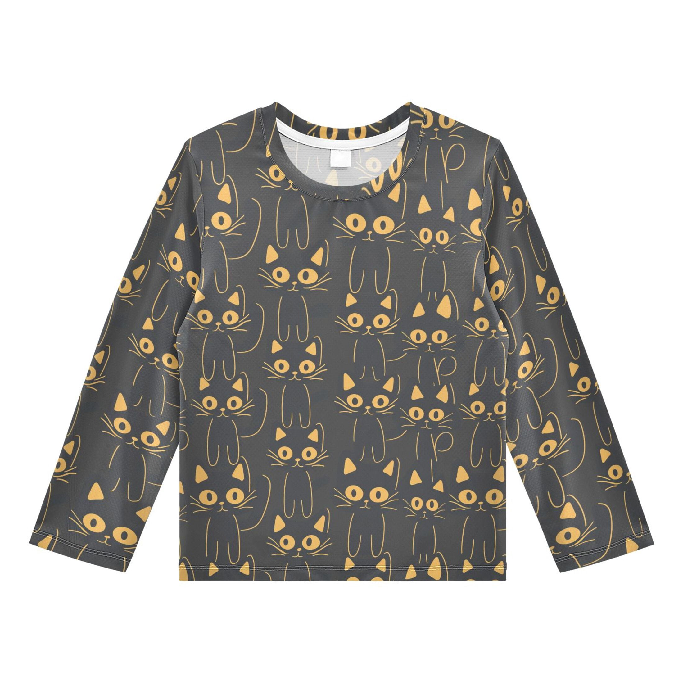 Black Cat Pattern Boys' Rash Guard Shirts UPF 50 Plus Sun Protection ...