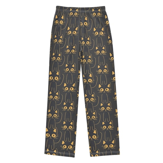 Black Cat Pattern Pajama Pants Soft Lightweight Lounge Pants Bottoms Sleep Pants Warm Comfy